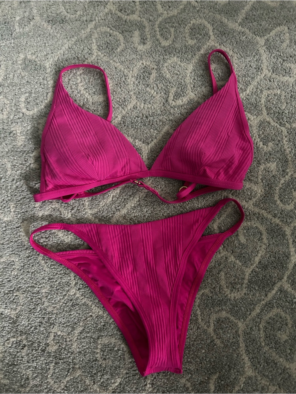 L Space jay ribbed bikini set bougainvillea hot pink size M medium💖